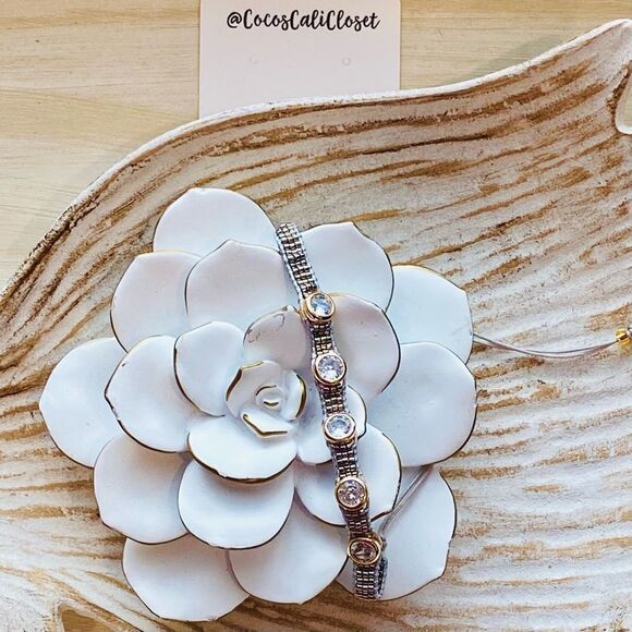 Crystal Seed Bead Boho Woven Adjustable Friendship Bracelet NWT - Picture 5 of 11